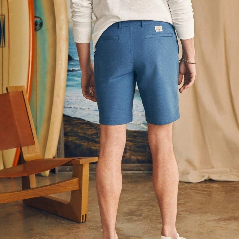 Faherty Blue Tailored Relaxed Straight Leg Drawstring All Day Shorts 9